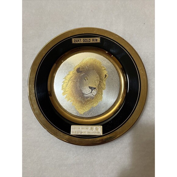 Art of Chokin Engraved Copper Gold Silver Gilding Plate Dish Lion  Vtg Japan - Picture 1 of 4